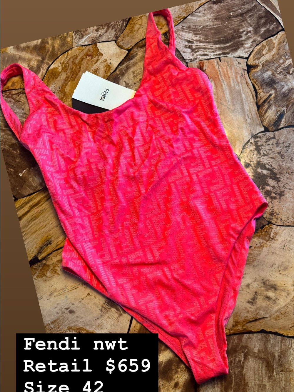 Fendi Hot Pink FF Jacquard One-Piece Swimsuit